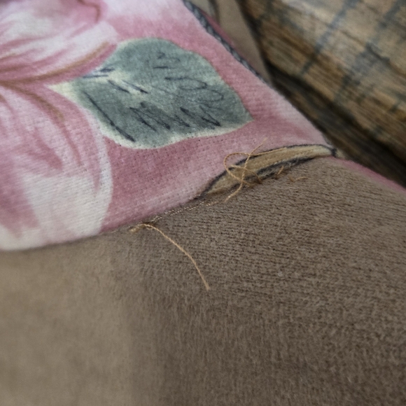 80's Floral Bomber Jacket with Pink and Tan Design 1X - Picture 10 of 11